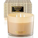 96NORTH Luxury Coconut Soy Candle | Large 3 Wick Jar Candle | Up to 50 Hours Burning Time | Tropical Beach Scented Candles for Home | 100% Natural Soy Wax | Housewarming Gift for Women and Men