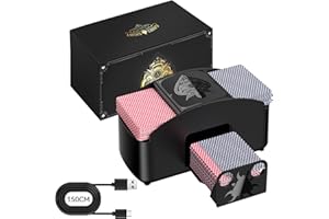 HJCMikee Automatic Card Shuffler 1-2 Deck, Electric UNO Shuffler Card Machine for Playing Card Skip Bo Blackjack,Battery or USB-C Operate Card Shiffler for Casino Poker or Game Night -CharcoalBlack