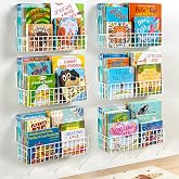 PUERSI 6-Pack Wall Mounted Bookshelf for Kids Rooms, Metal Nursery Shelves | for Wall, Floating Book Shelves for Baby Boys Girls Bedroom Decor and Storage, White