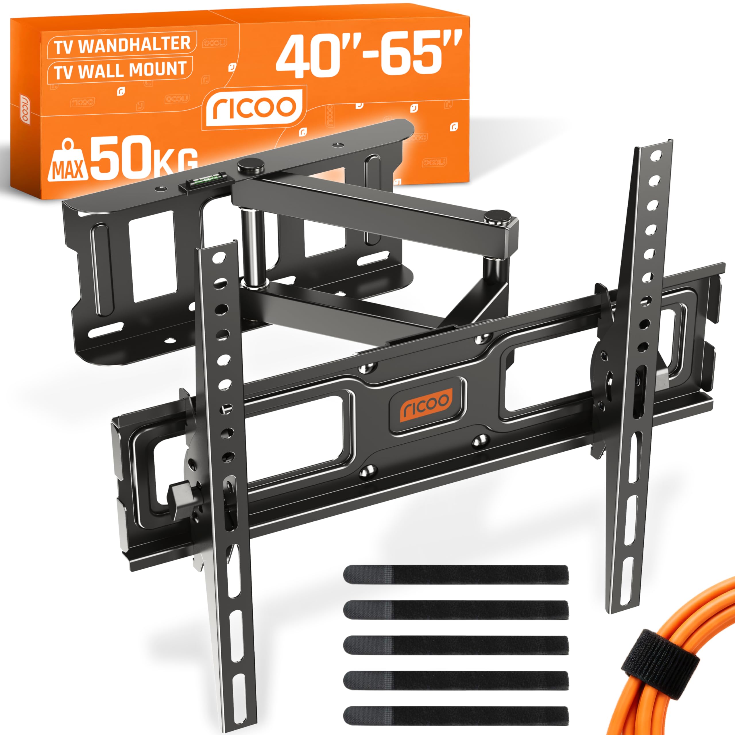 RICOO TV Bracket Tilt Swivel approx 32-55 Inch S6144 for LED LCD OLED Curved and Flatscreens Wall Mount Universal for VESA 200x200-400x400