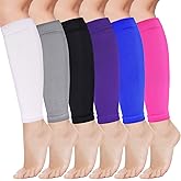 Geyoga 6 Pairs Calf Compression Sleeve for Men Women Football Leg Sleeve Elastic Calf Support Sock for Sports Cycling Running Basketball
