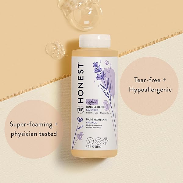 THE HONEST COMPANY FOAMING BUBBLE BATH | GENTLE FOR BABY | NATURALLY DERIVED, TEAR-FREE, HYPOALLERGENIC | LAVENDER CALM, 12 FL OZ