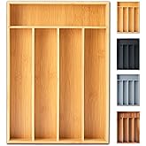 SUNBREATH Silverware Organizer, 10 Inch Utensil Organizer Kitchen Drawer Organizer Bamboo Silverware Holder Cutlery Tray Organizer in Drawer Flatware Organizer Tray(5 slots, Natural