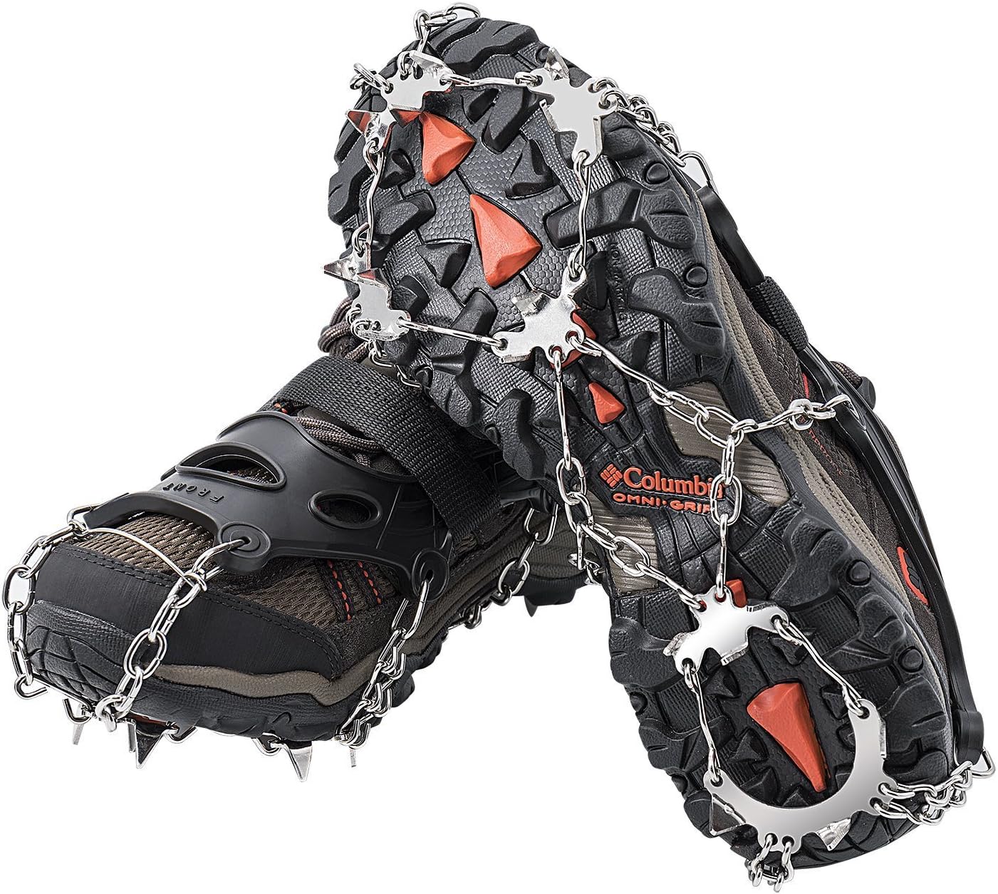 AUHIKE 18 Teeth Claws Crampons l Non-slip Shoes Cover with Stainless Steel Chain for Walking on Snow and Ice