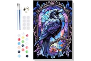 Bowetile Birds Paint by Numbers Adult Kit Beginner, Adults Paint by Number Kits on Canvas with Frame, Peinture a Numero Adult
