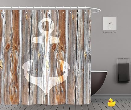 Shower Curtains 2 0 By Iprint Vintage White Nautical Anchor On Old
