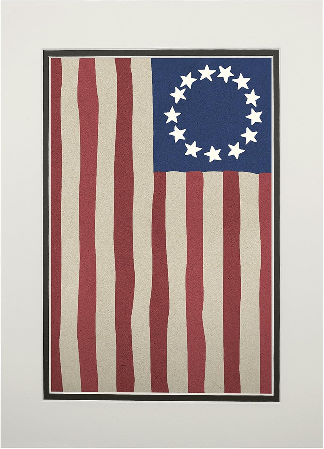 Betsy Ross Flag (11x14 Double-Matted Art Print, Wall Decor Ready to Frame)