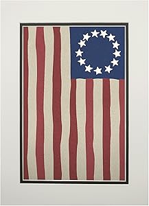 Betsy Ross Flag (11x14 Double-Matted Art Print, Wall Decor Ready to Frame)