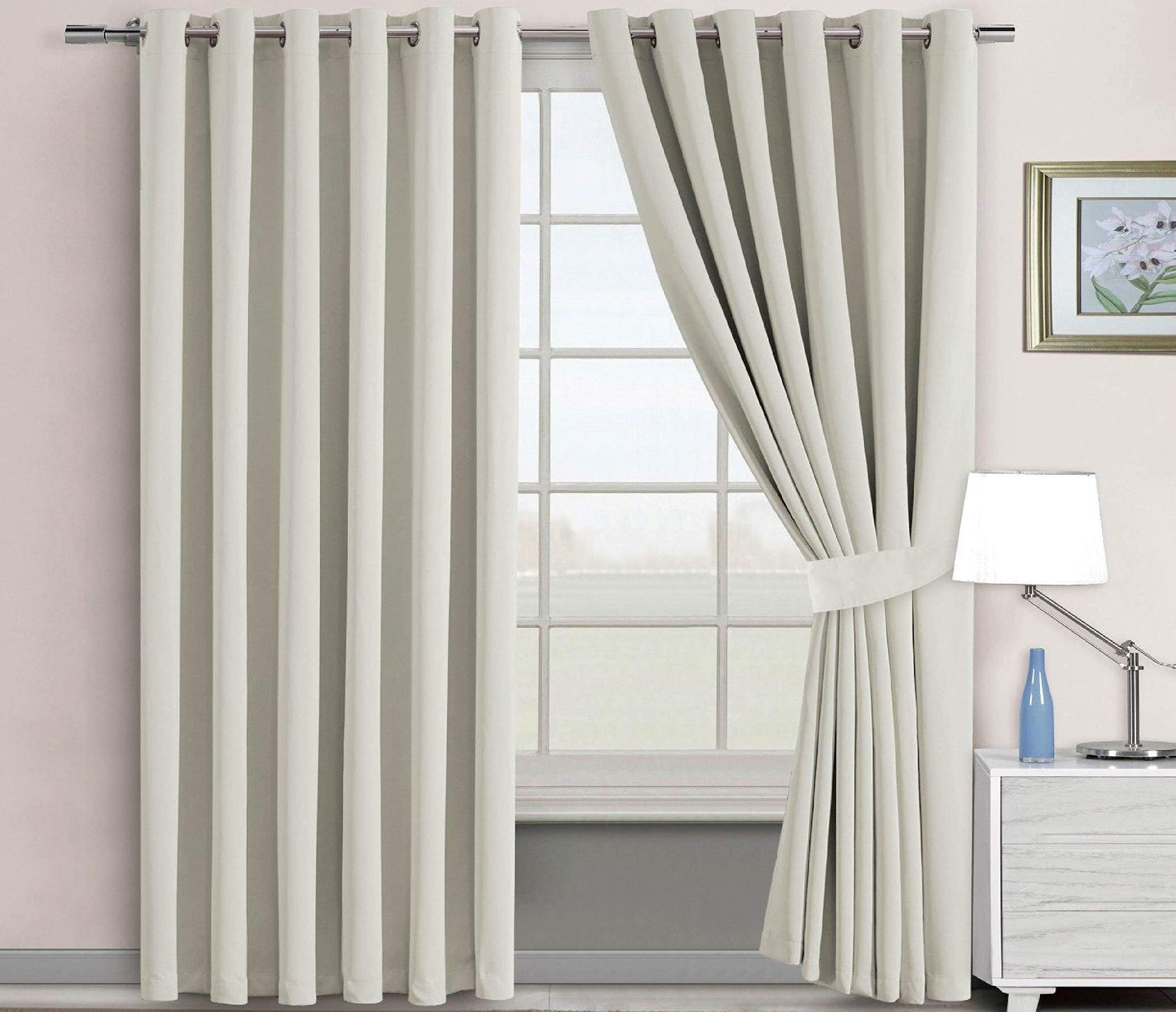 The House Of Emily Blackout Grommet Oyster Gray Curtains 118 Inch Long 96 Inch Wide Room Darkening Thermal Insulating Window Panels Drapes 2 Curtain Set 2 Tie Backs Included