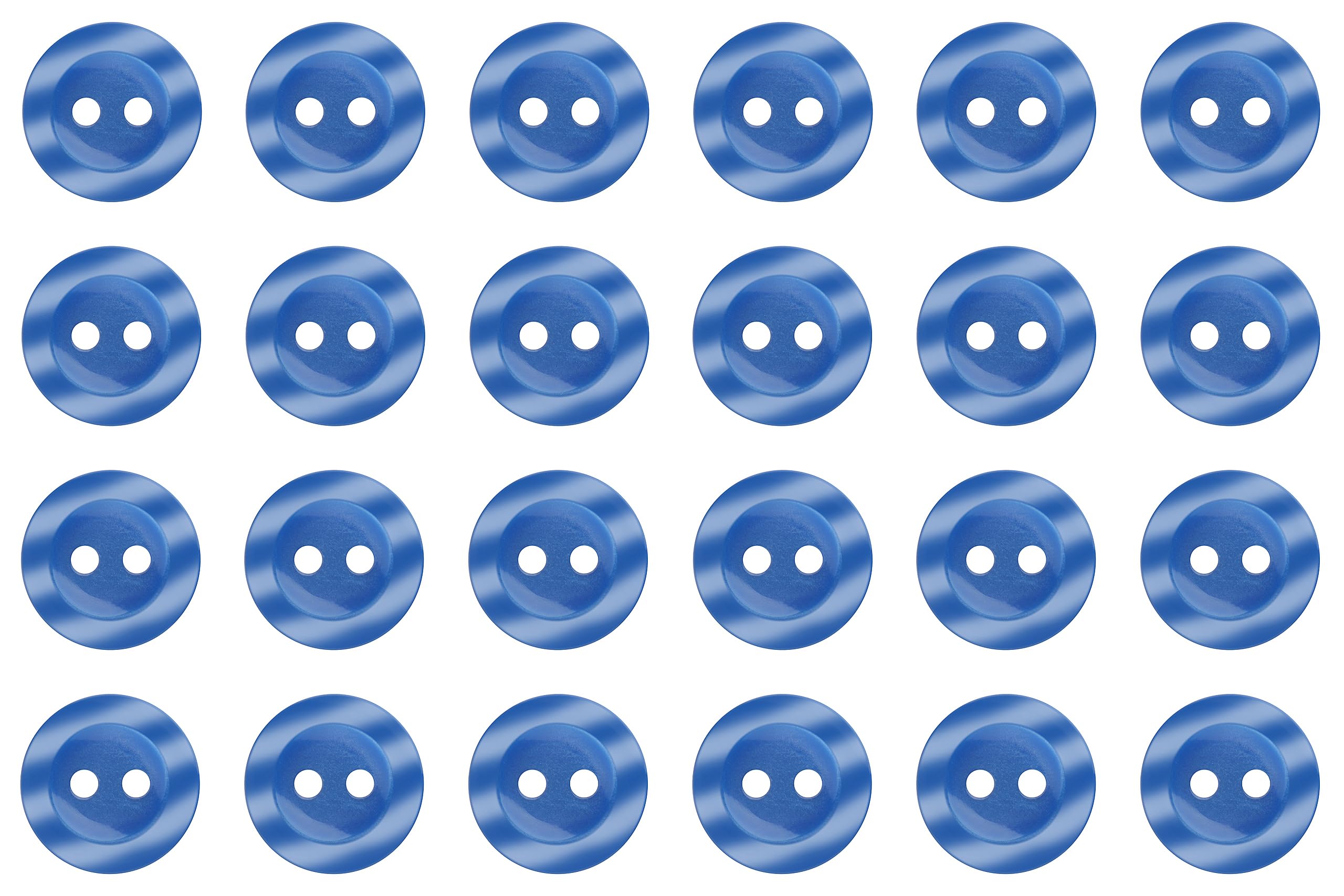 Pack of 24 Royal Blue 11mm Round Sew On Plastic Buttons for Shirts Blouses Pearlescent Flat 2 Holes 18L