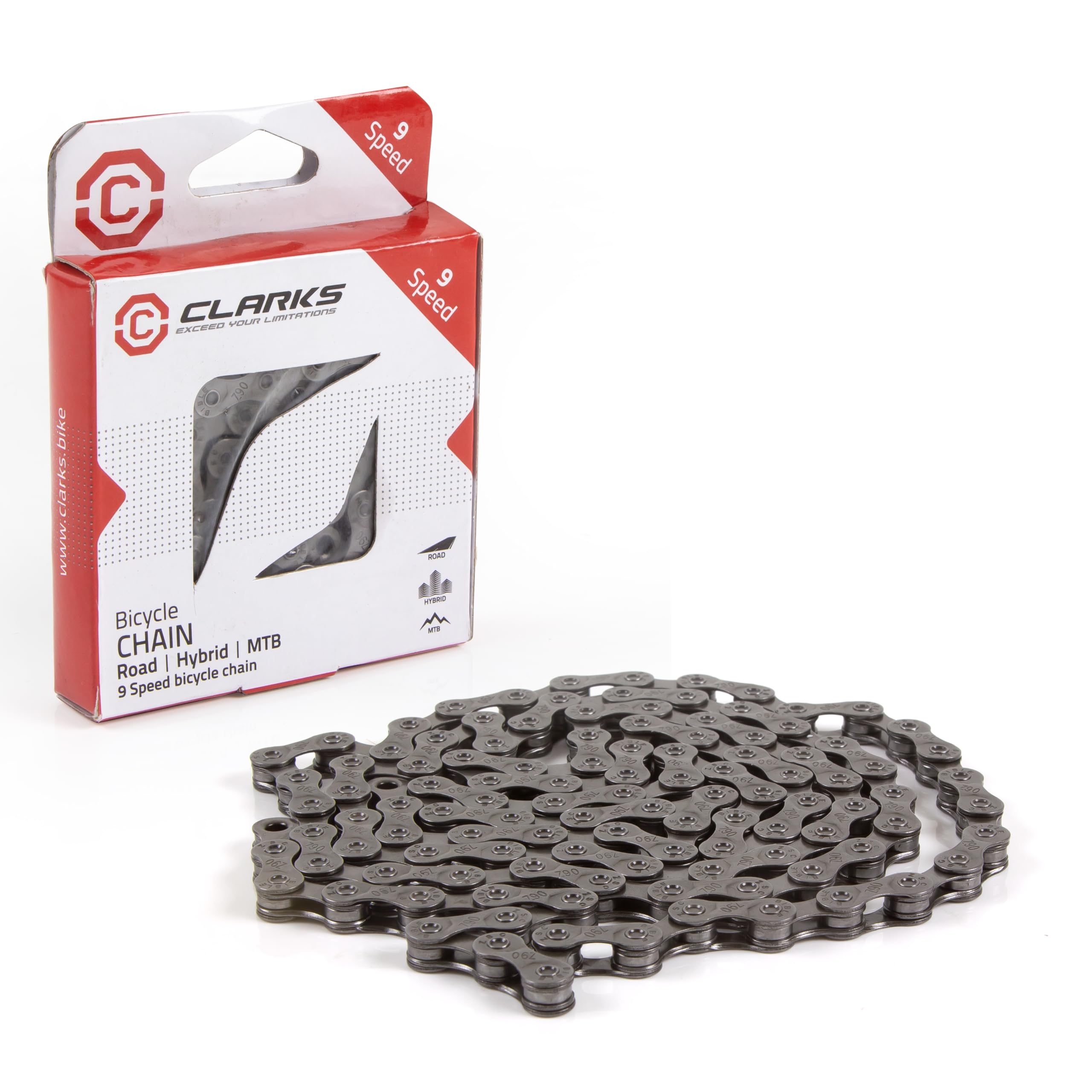 Clarks Cycle Systems Standard Chain, Silver, 9 Speed, Fits All Major Derailleur Systems