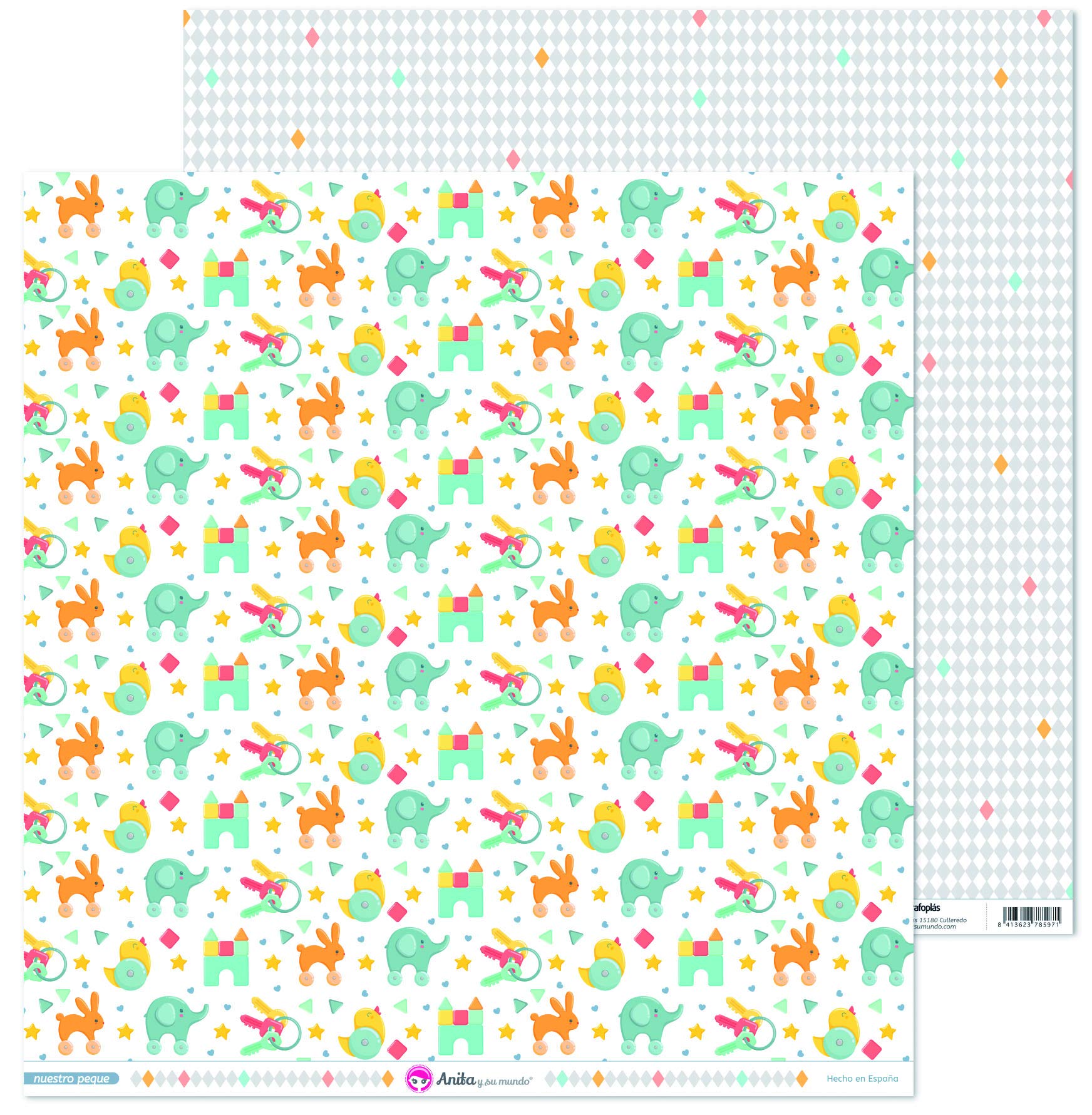 Anita and Su Mundo Collection Our Small Scrapbooking Papers, Paper, Toys, 12" x 12"