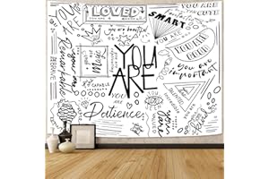 Fungarth Quote You Are Tapestry Classroom Positive Kids Tapestries Wall Hanging Inspirational Motivational Elementary White Aesthetic Tapestry for Bedroom Living Room Dorm (White, 60" x 44")