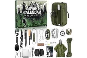 MH MYLUNE HOME Tactical Survival Calendar - 24 Days Xmas Countdown Advent with Waist Pack, Fire Bellows & Poncho | Premium Su