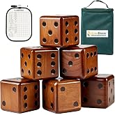 SpexDarxs Giant Yard Dice Set, 3.5IN Solid Pine Wooden Yardzee Outdoor Game | Solid NZ pine dice, Non-toxic coating, Smooth surface, Sturdy canvas bag. Backyard tailgating party game for adults &amp; family