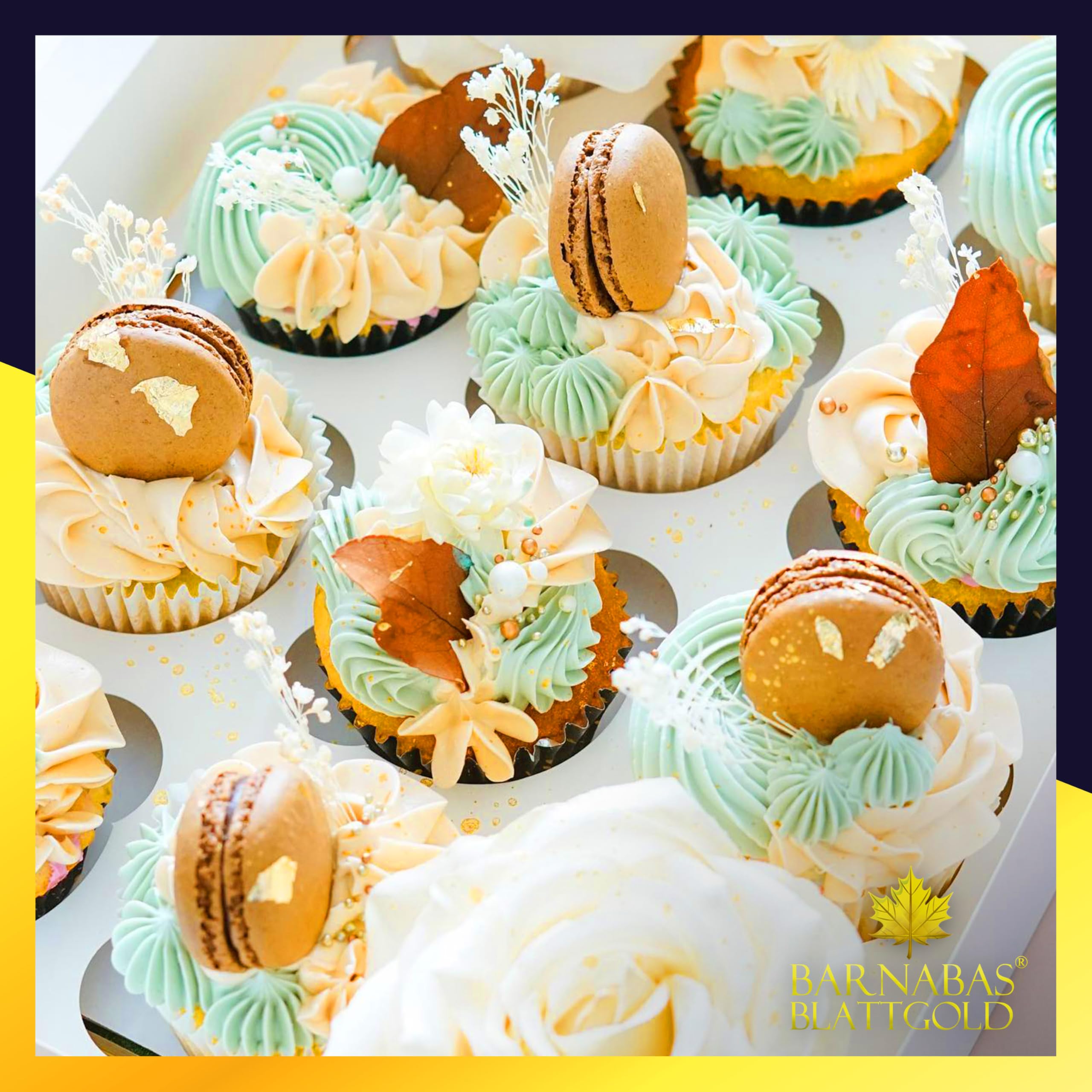 Barnabas Blattgold Edible Gold Leaf 24K - Cake Decorations, Loose Gold Leaf Sheets for Cupcakes - 1.5 inches, Interleaf of 48