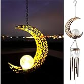Sun Wind Chimes, Metal Wind Chimes, Waterproof Anti-Corrosion, Solar Wind Chime, Wind Chime for Outside/Window/Door/Garden/Outdoors, Gifts for Girl/mom/Friend. (Moon)