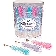 Candy Envy - Mermaid Rock Candy Sugar Sticks - 36 Indiv. Wrapped - Pink, Light Blue, Lavender