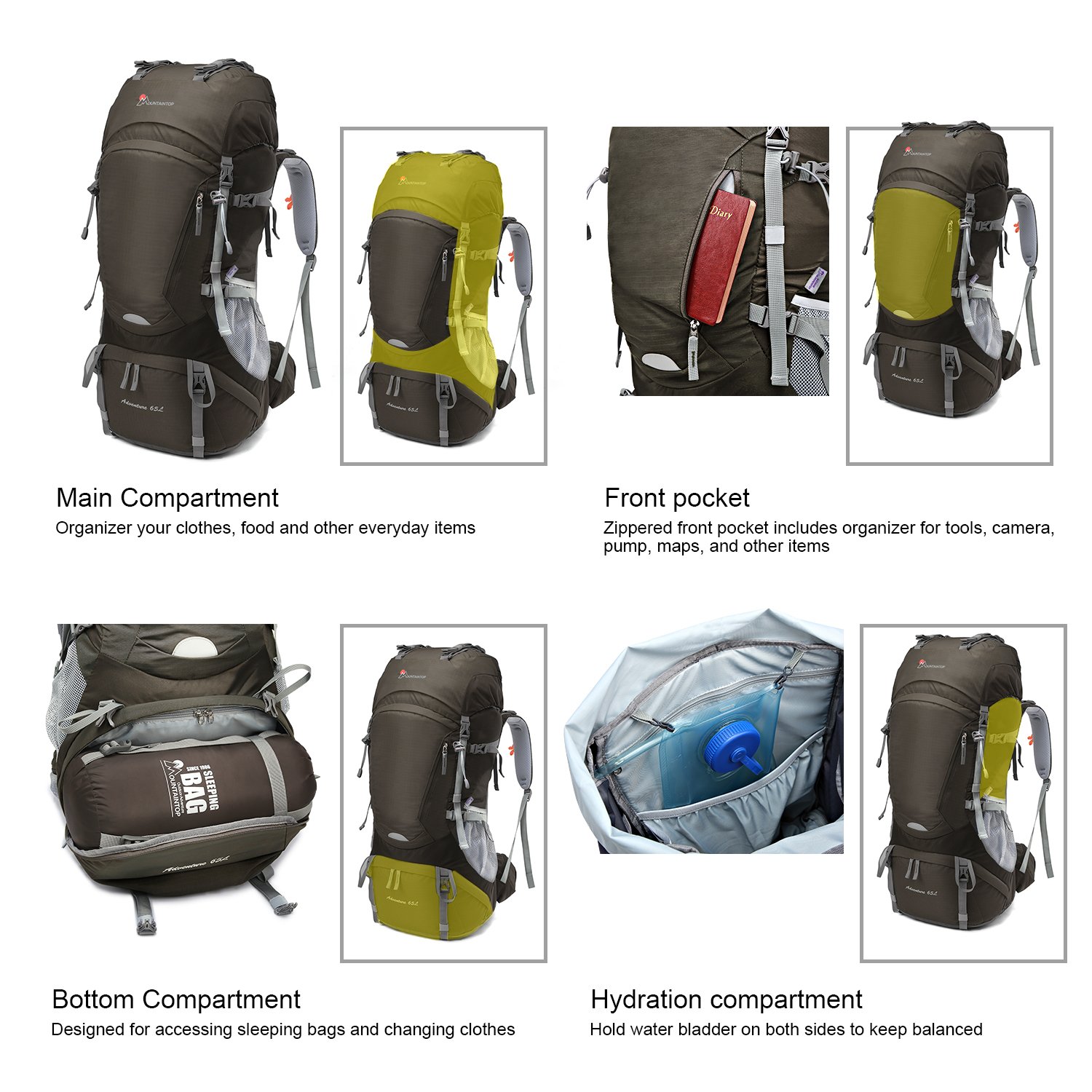 mountaintop 50l hiking backpack