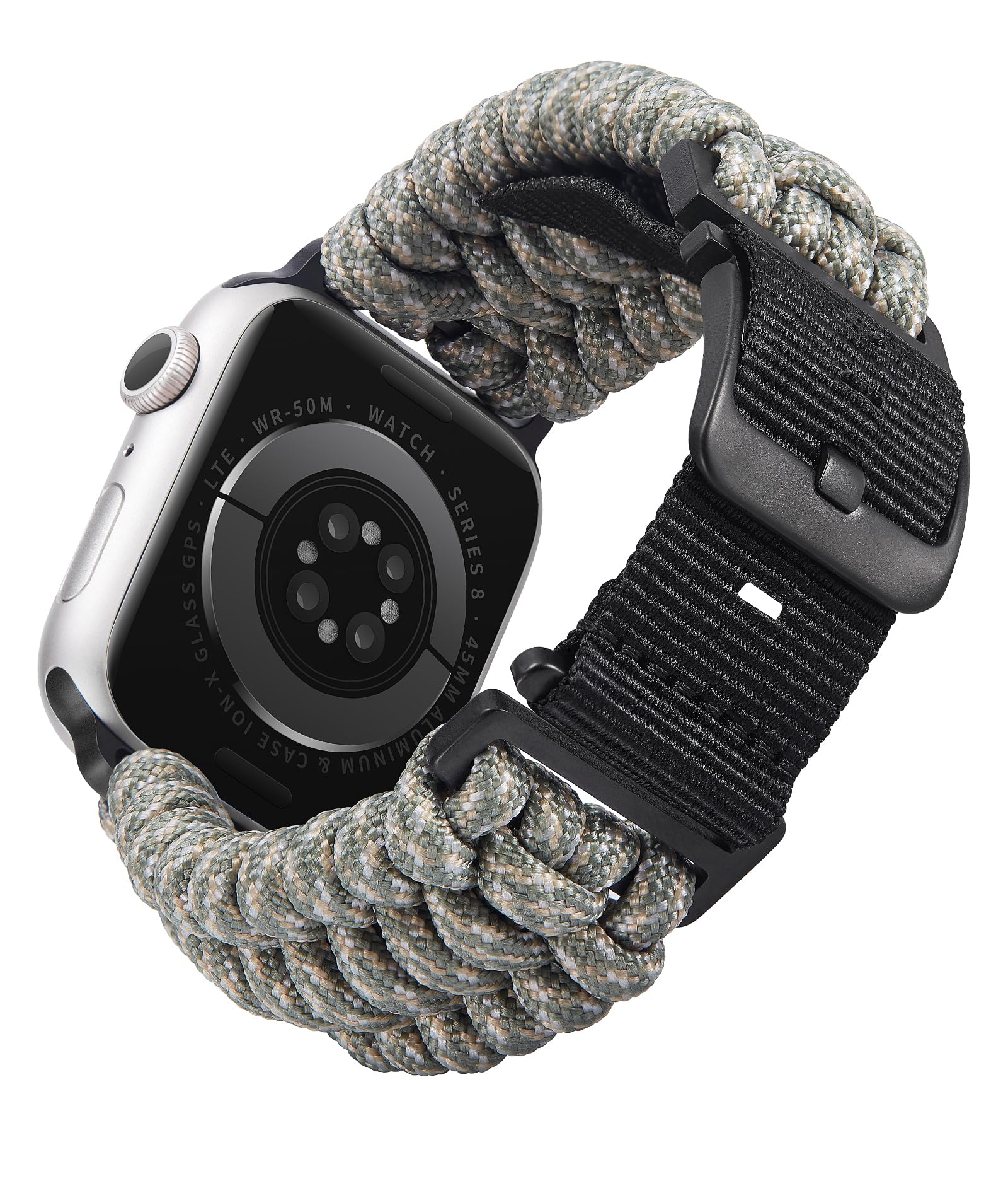 BINLUN Compatible with Apple Watch Strap 49mm 46mm 45mm 44mm 42mm, Military Braided Paracord Nylon Replacement Sport Band Fit for iWatch Ultra3 Ultra2 Ultra SE3 Series 11/10/9/8/7/SE2/SE/6/5/4/3/2/1