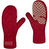Jökulríki Touchscreen Mittens for Women Sherpa Lined Cold Weather Chunky Cable Knit Mitt