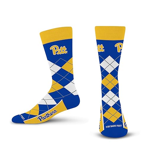 For Bare Feet NCAA PITTSBURGH PANTHERS Argyle Remix Premium Dress Sock Team Color OSFM