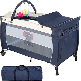 TecTake Kinderreisebett Elefant mit Wickelauflage