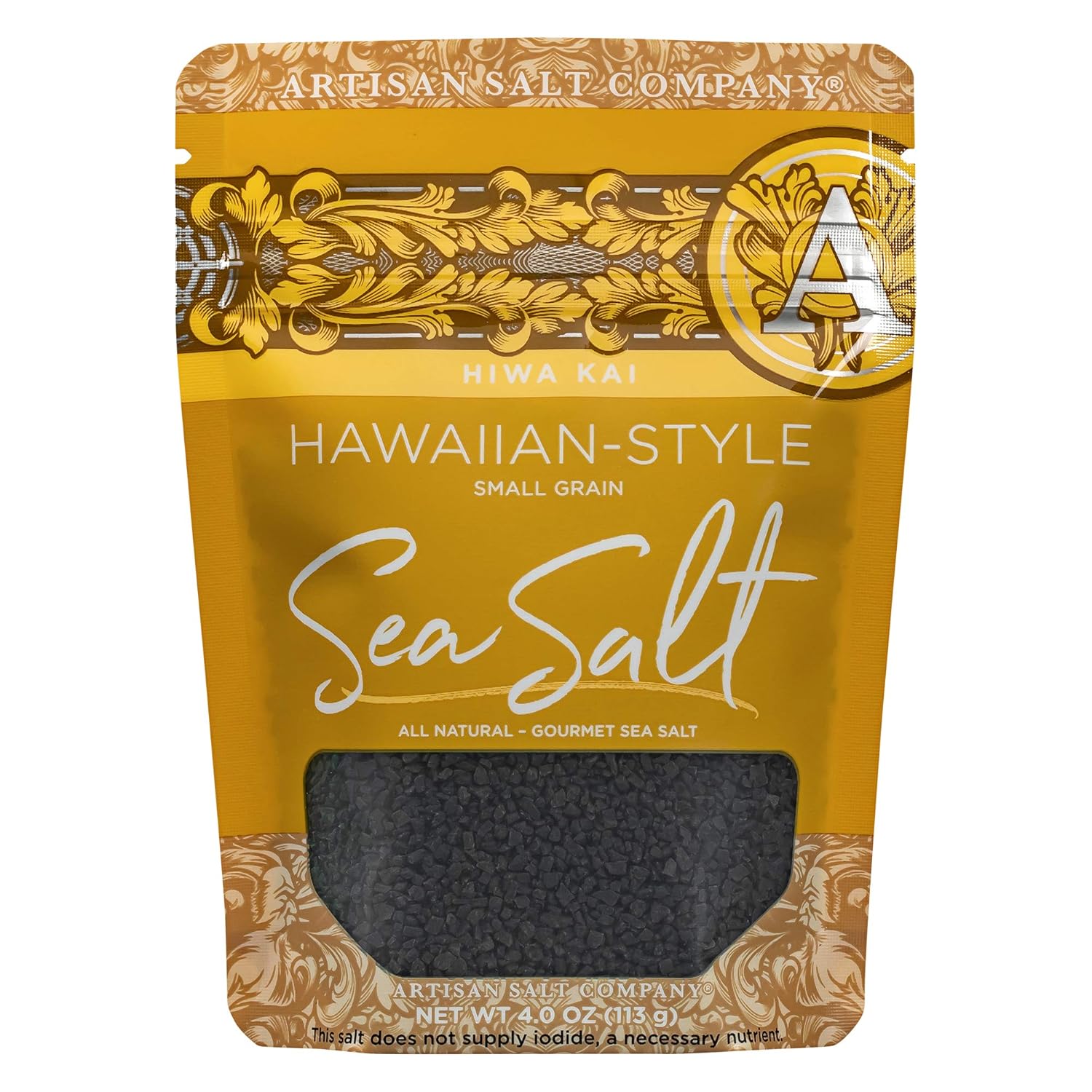 SaltWorks Hiwa Kai Black Hawaiian-style Sea Salt, Small Grain, Artisan Zip-Top Pouch, 4 Ounce : Grocery & Gourmet Food