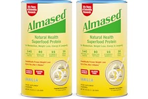 Almased Vanilla Meal Replacement Shake - Low-Glycemic High Plant Base Protein Powder- Nutritional Weight Health Support Supplement - Vanilla Flavor - 17.6 oz (1.1 Pound (2 Pack))