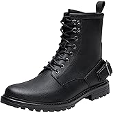 Jousen Mens Boots Motorcycle Boots High Top Fashion Mens Casual Boots Zipper Combat Boots