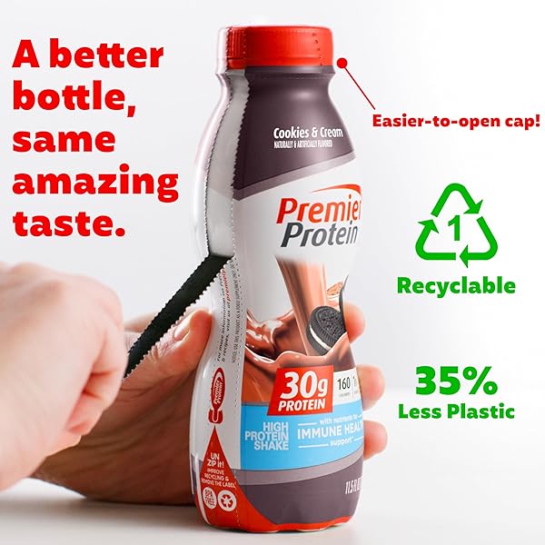 PREMIER PROTEIN SHAKE, COOKIES & CREAM, 30G PROTEIN, 1G SUGAR, 24 VITAMINS & MINERALS, NUTRIENTS TO SUPPORT IMMUNE HEALTH 11.5 FL OZ