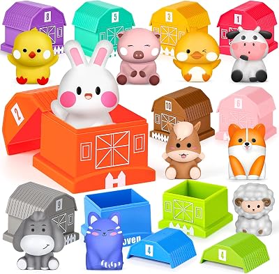 Joyreal Farm Animals Toys Toddler Montessori Stacking Educational Plane Travel