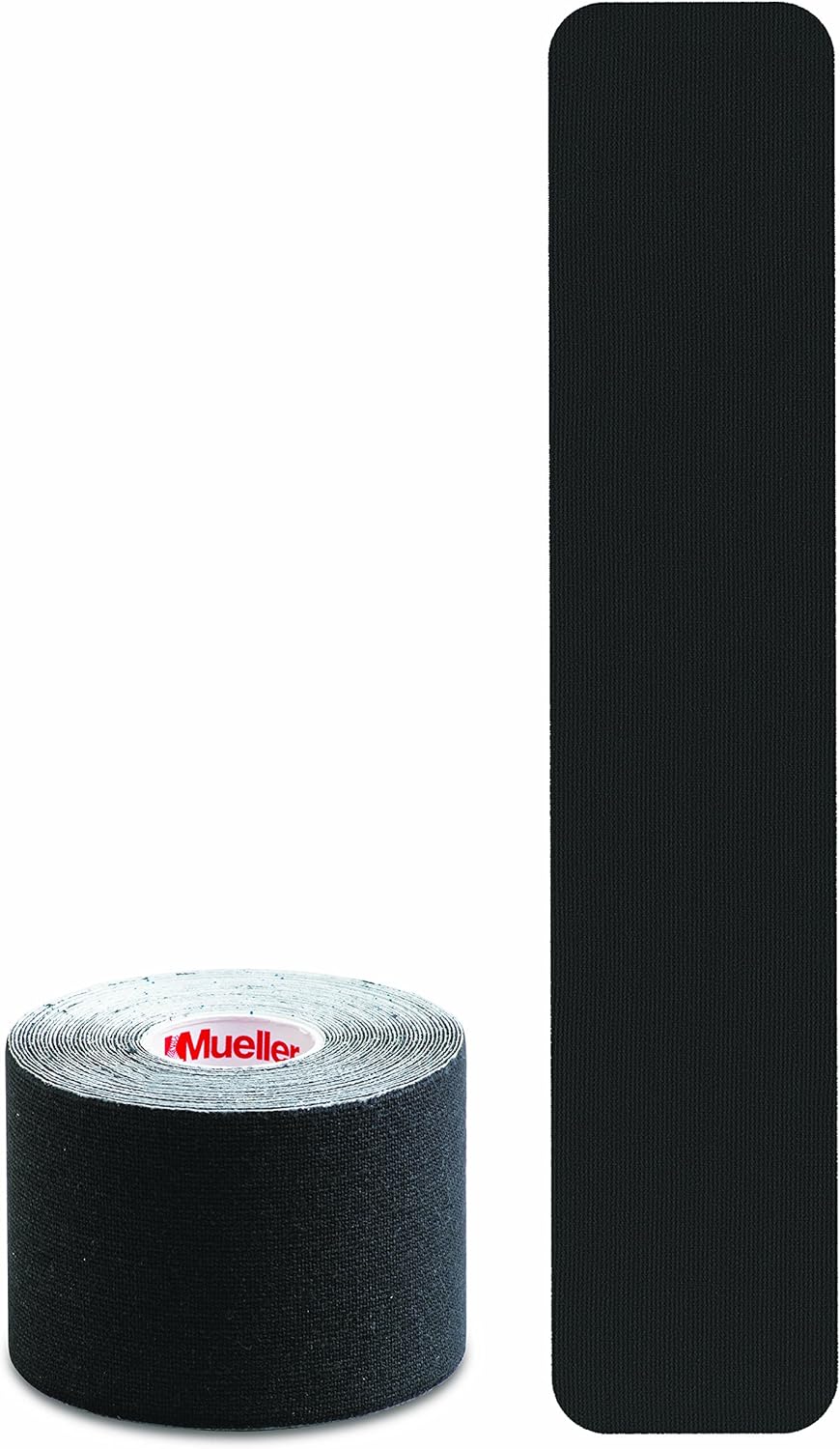 Mueller Sports Medicine Kinesiology Tape I-Strip Roll (20 Strips), Black, 2" x 9.75": Sports & Outdoors