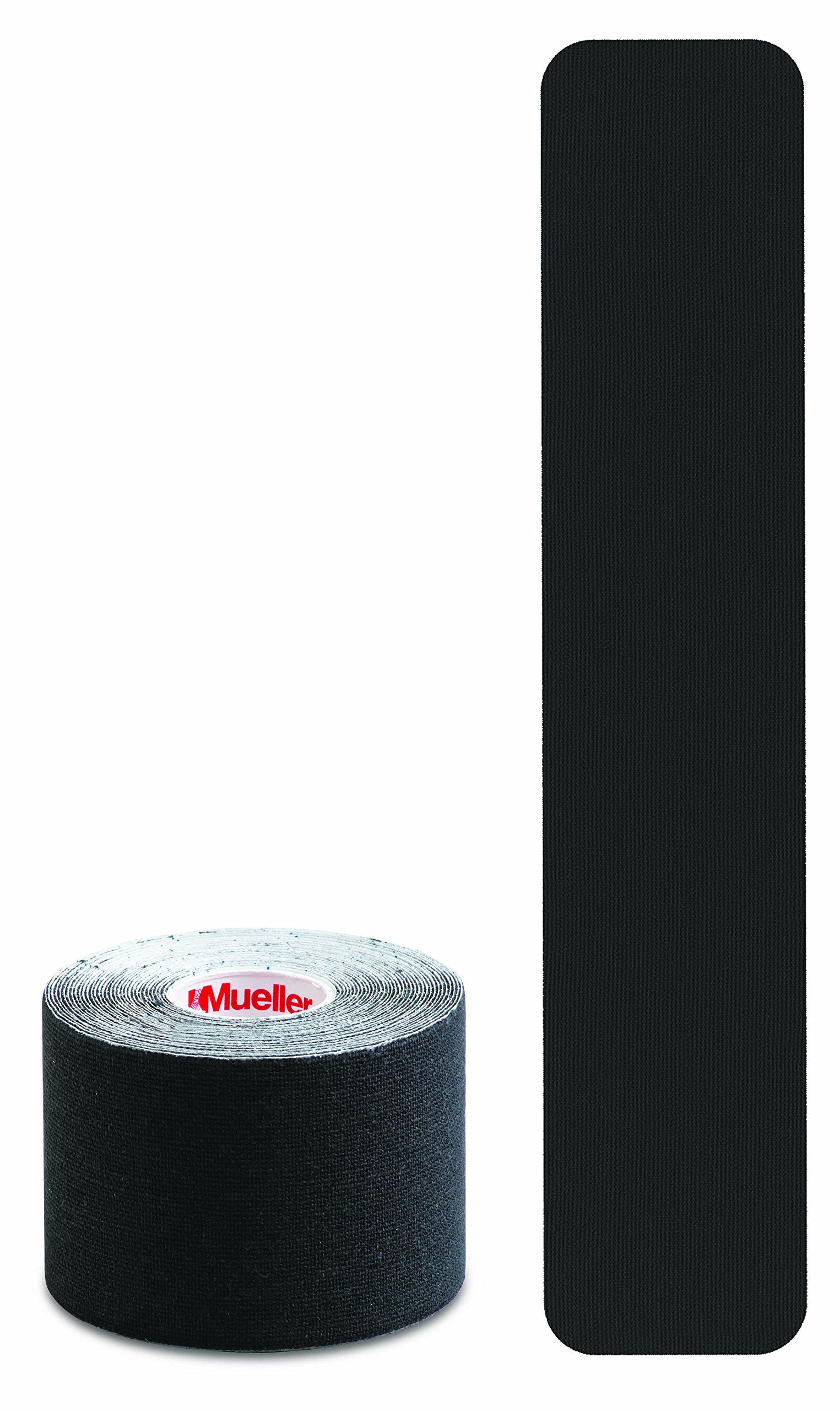 MUELLER Unisex (5cm Strips) Mueller Pre Cut Kinesiology Tape Black 5cm x 5m in 20 strips , Black, UK