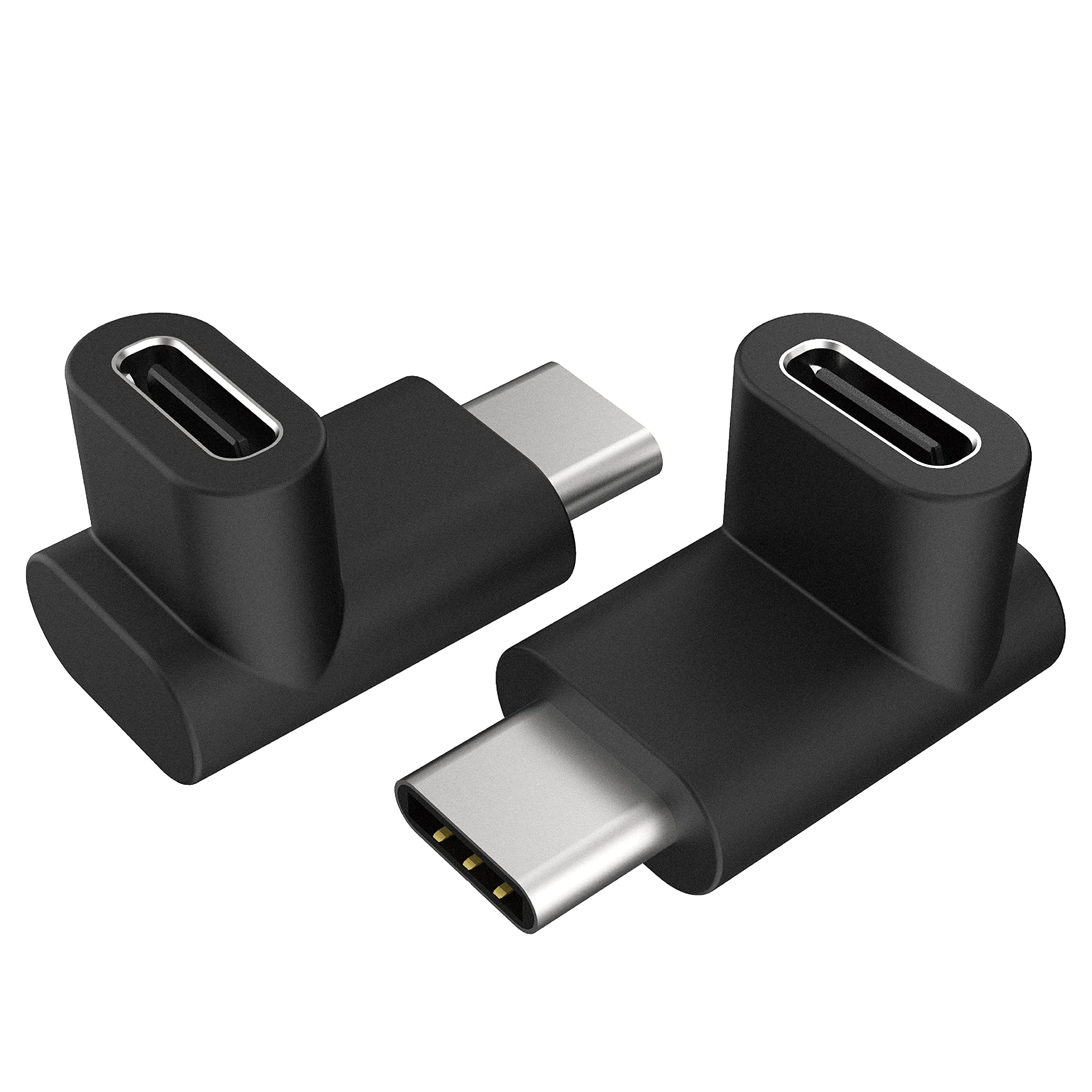 Akasa Right Angle USB Type-C Male to Female Adapter | USB 3.2 Gen 2 | 10 Gbps Data Transfer | Support Fast Charge | For Laptop, PC and USB C Device | Black | 2 Pack | AK-CBUB63-KT02