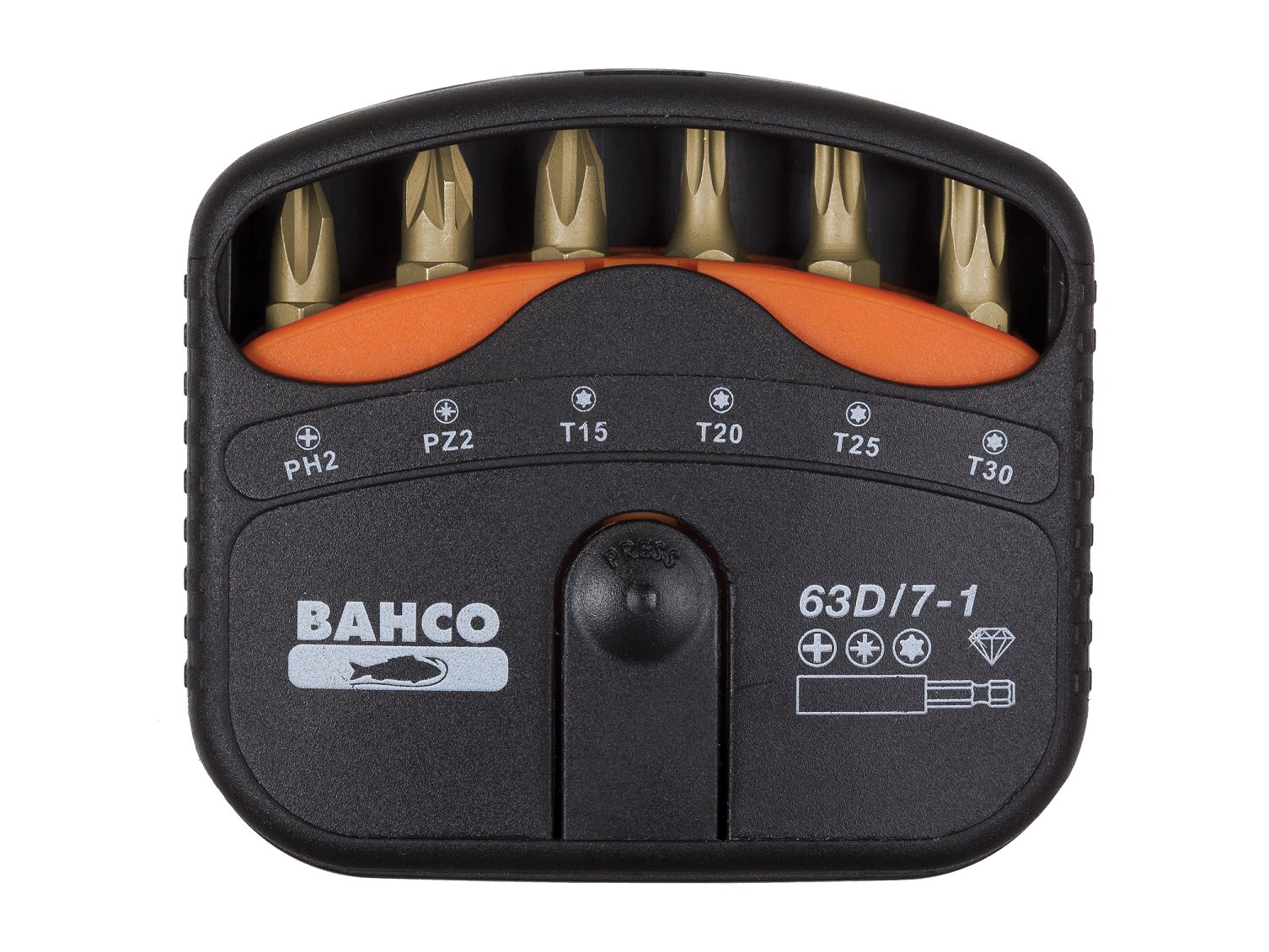 Bahco 63D/7-1 Diamond Bits Set for Phillips/Pozidriv/Torx Screws, Multi-Colour, 7-Piece