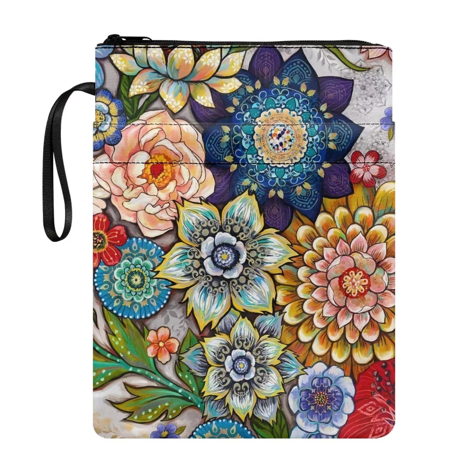 Poceacles Book Sleeve - Washable Book Protector, Boho Mandala Flowers Pattern