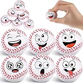 Arrowbash 12 Pcs Mini Face Stress Balls for Boys Girls Sport Funny Face Squeeze Foam Balls for Stress and Anxiety Relief for Party Favors Birthday Gift Decoration(Baseball)