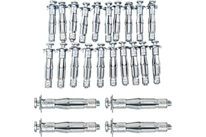 Runseaway 20Pcs M6x52mm Heavy Duty Zinc Plated Steel Molly Bolt Hollow Drive Wall Anchor Screws for Drywall, Plaster, and Tile, Ideal for Home and Professional Use
