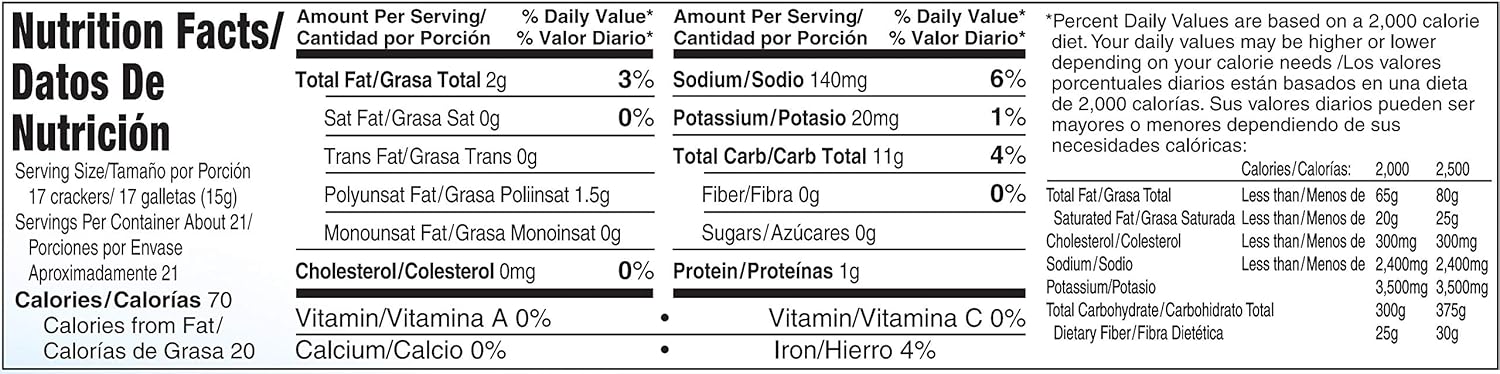 whole grain saltine crackers nutrition