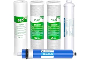 Vegebe 1-5 Stage 50 GPD RO Water Filter Set Replacement Fit for APEC Reverse Osmosis System (1/4" Output)