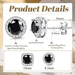 Hayoso Cubic Zirconia Stud Earrings for Women Men