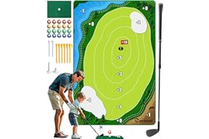 Eambond Battle Golf Chipping Game, Bucket Velcro Golf Simulators for Home & Outdoor, Chip and Stick Yard Game with Practice Mat for Training Accessories Indoor Party Backyard, with Golf Club
