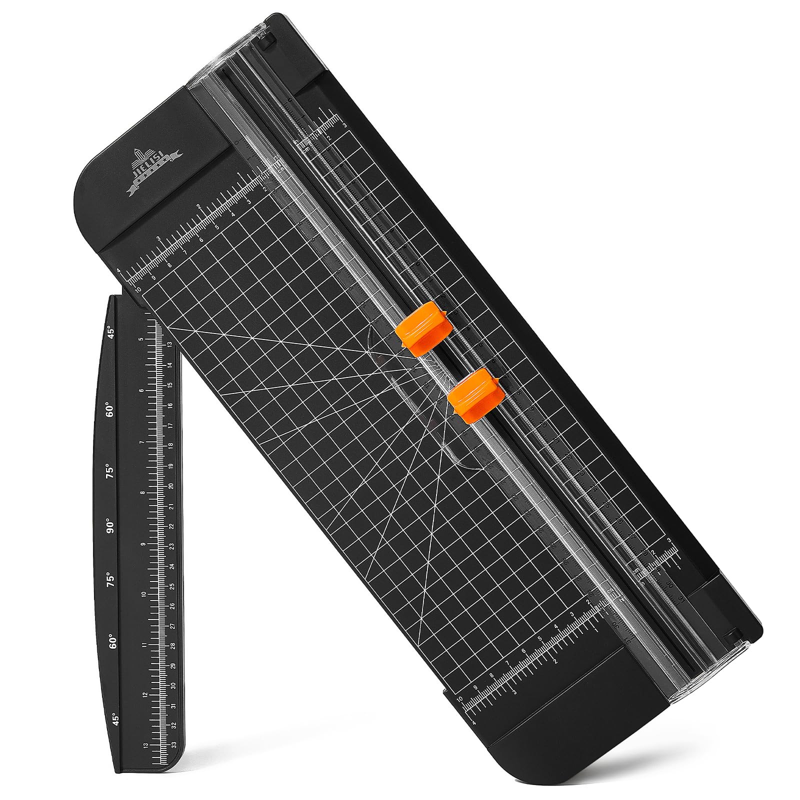 JIELISI A4 Paper Cutter,12 Inch Portable Paper Trimmer Scrapbooking Tool with Automatic Security Safeguard and Side Ruler for A4 A5 Paper,Craft Paper, Photo,Coupon and Label (Black)