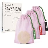 ZOMCHI Soap Saver Bags for Shower, Body &amp; Shampoo Bars, 3 Pack, Pink | Soap Mesh Bag for Bar Soaps, Travel Bar Soap Holder, Quick-Drying, Prevents Soggy Soap, Machine Washable, Family Pack
