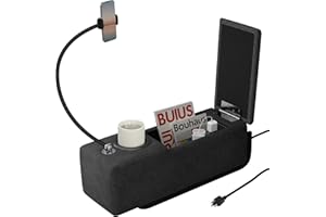 GENERIC 20.27'' Multifunctional Sofa Armrest, Removable Couch Armrest with Charger, Dark Grey Foam Couch Caddy Organizer With Phone Holder, Cup Holder and Storage for Modular Sectional Sofa, Loveseat