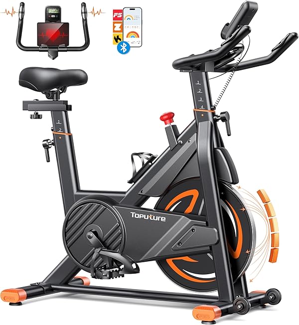2026 Toputure Heimtrainer Fahrrad mit APP, 0-100% Magnetwiderstand Ergometer, 15KG Schwungrad, Bis 160KG, Hometrainer Indoor Bike mit LCD, Tablet-Halter, Getränkehalter, Ultraleise