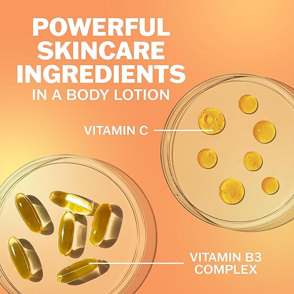 OLAY BODY LOTION FOR WOMEN, BRIGHTENING WITH VITAMIN C SERUM, VISIBLY BRIGHT & RADIANT SKIN, 24HR MOISTURE & HYDRATION, FAST ABSORBING FORMULA, VITAMIN B3 COMPLEX, FOR ALL SKIN TYPES, 17 FL OZ