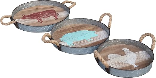 Amazon Com Barnyard Designs Round Metal Wooden Decorative