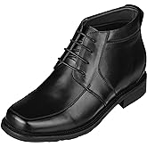 CALTO Men's Invisible Height Increasing Elevator Shoes - Black Premium Leather Lace-up Square-toe Ankle Boots - 3.2 Inches Taller - G9905 - Size 9 D(M) US